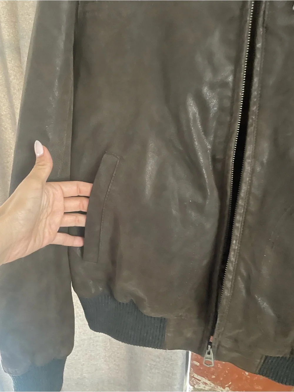 Levi's Dark Brown Leather Bomber Jacket